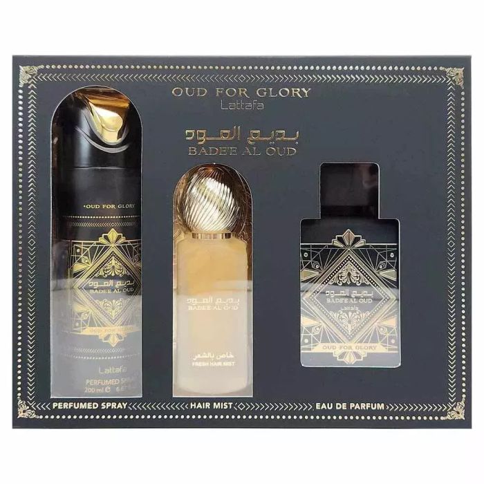 Buy Badee Al Oud 3Pcs Gift Set by Lattafa For Men, Set includes