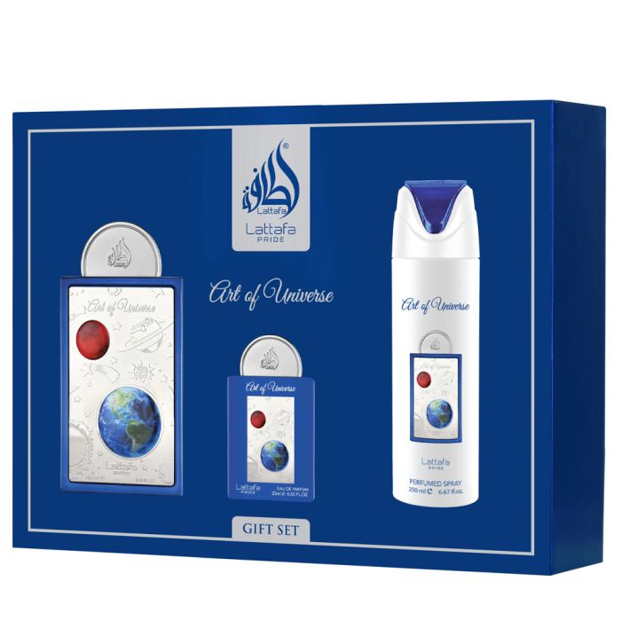 Lattafa Pride Art Of Universe 3Pcs Set ( 3.4oz EDP Spray + 6.7oz B