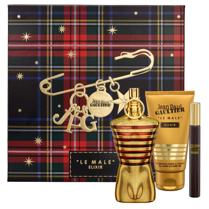 Jean Paul Gaultier Le Male Elixir 3Pc Set ( 4.2oz Parfum +2.5oz S