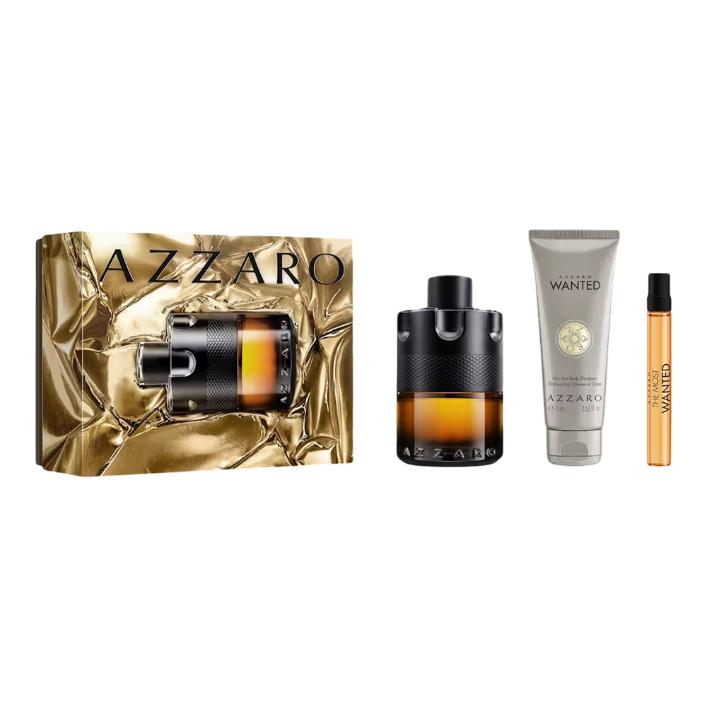 AZZARO WANTED 3Pcs set ( 3.3oz EDP Spray +2.7oz B/L +.33oz EDP